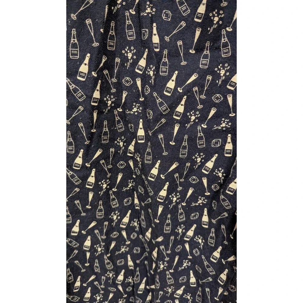 Banana Republic Pajama Pants Large Navy Blue Champagne Bottle Print Chic Cozy‎